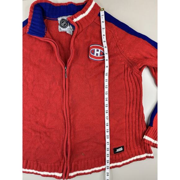 Vintage NHL Montreal Canadiens Knit Zip Up Sweater Mens L Red Full Zip Jacket - Picture 7 of 11